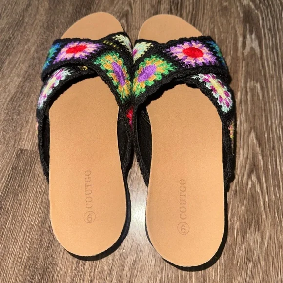 Coutgo Colorful Multicolor Crochet Women's Sandals Size 9 - Picture 3 of 6